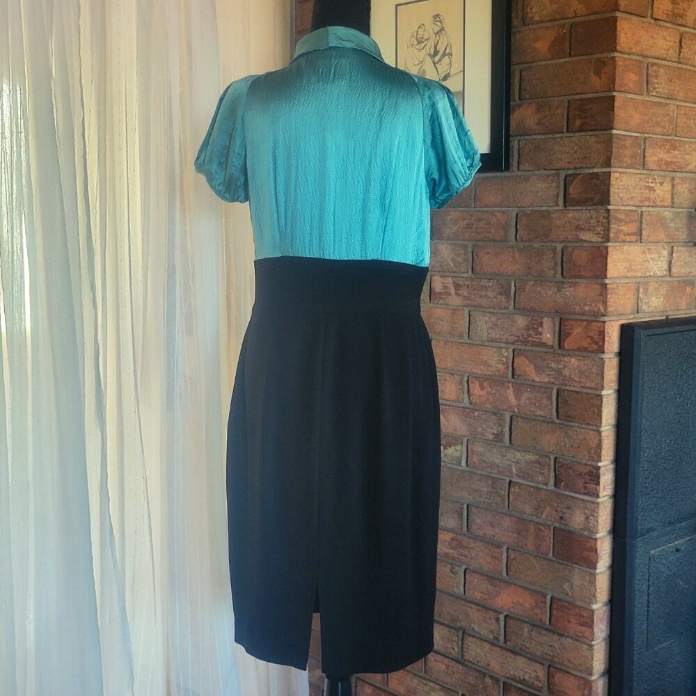 Suzi Chin for Maggie Boutique Silk Blouse Top Fitted Pencil Dress - Size 10 - Picture 4 of 8